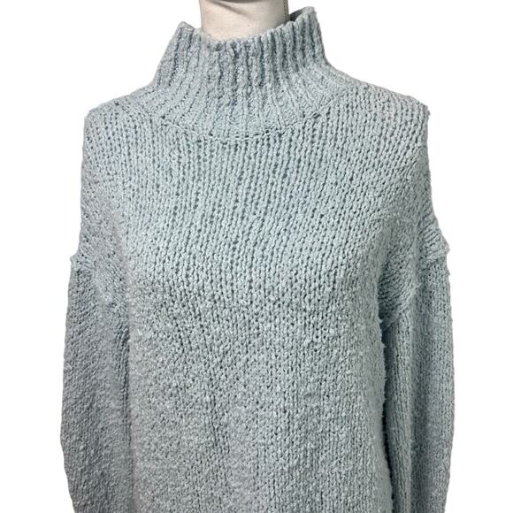 ANTHROPOLOGIE THE NEED IT OVERSIZED MOCK NECK LIGHT BLUE SWEATER SIZE XS - Picture 4 of 8